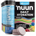 Compresse di elettrolita di energia Nuun con Ginseng, Caffeina da Estratto di tè verde, Vitamina B12, B6, B5, Magnesio & 4 altri elettroliti, Gluten Free & Vegan, Sapori misti, 4 Pack (40 Servings Total)