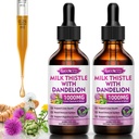 2 pacchetti di latte Thistle Liquid Drops - fegato Cleanse Detox & Riparazione - 1000mg Milk Thistle Supplemento per il supporto del fegato, Silymarin Liver Supplement per la salute del fegato, Vegan, Non-GMO, 4 Fl Oz