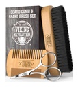 Viking Revolution Beard Comb & Beard Brush Set per gli uomini -- Spazzola naturale di cinghiale e doppia azione Pear Wood Comb w/Velvet Travel Pouch - Grande per Grooming Beards e Mustaches