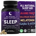 Aiuti naturali per il sonno per gli adulti רBest Sleep of Your LifeŸValerian Rootshaw ר5-HTP רMelatonin ר120 Non-Habit Forming Capsule רLab Tested