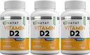 Vitamine HAYAT Vegan Natural Vitamina D 2400 IU, D2, Certificata Halal (Pacchetto di 3)