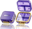 Acedada Small Pill Box, Organizzatore di viaggio Pillola, compatto 7-Compartment Moistureproof caso di vendita per borsa, Chic Daily Pill Container, Portable Medicine & Vitamin Holder per Fish Oil & Supplements, Viola