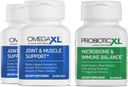 OmegaXL potente Joint and Muscle Support Supplemento 60 conte (2 Pack) & Probiotic XL - PreforPro, DE111, Shelf Stable - Promuovere la crescita sana della flora del Gut (30 tappi di verdure)