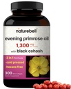 NatureBell Sera Olio di Primrose con Cohosh Nero, 1.300mg Per Serving, 300 Mini-Softgels | Cold Pressed Seeds, Contiene 130mg GLA per il supporto per la salute e la cura della pelle delle donne – Hexane Free, Non-OGM
