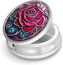 Pill Box-3 Compartment Piccolo caso di pillole per il contenitore di viaggio del supporto del tubo del metallo del vaso &amp; della tasca per il supporto del metallo per contenere i supplementi Vitamine BPA-Free (Rose)