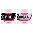 Miele Badger Pre Workout Powder & BCAA Aminoacidi Polvere Bundle | Beta Alanine, Caffeina & Vitamina C + Elettroliti | Vegan Keto Sugar Free & Paleo per uomini e donne | 30 Servings (Wild Berry)