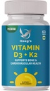 Vitamina K2 (MK7) con D3 Supplemento Bone e salute del cuore Formula 5000 IU Vitamina D3 & 100 mcg Vitamina K2 MK-7 Facile da ingoiare Vitamina D & K Complesso, 60 compresse