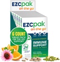 EZC Pak On The Go Immune System Booster with Echinacea, Vitamina C, Zinco, Integratore di Supporto Immune, Vitamine Immunità per Adulti, Imballaggio Indipendente, Vegetariano, Senza Glutine - Confezione da 6