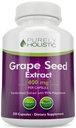 Estratto di semi di uva puramente olistico 20.000mg - 250 capsule vegane - 8+ Mese di alimentazione - Standardizzato al 95% Polifenoli - 400 mg per capsula - Massima resistenza Grapeseed - Non-GMO & Pesticide Free