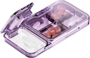 MURRI&MURRDI Pill Organizer con Pill Splitter Pill Cutter, Pill Box Cutter per Pillole Piccole o Grandi Pillole, Small Medicine Case Vitamin Dispenser Holder, Portable Pill Crusher per Purse Pocket (C Purple)