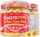 CoQ10 Gummies per adulti - Zucchero CoQ10 100mg/200mg w/ Magnesio, Ashwagandha, Vitamine metilici B9, B12, B6, Pepe Nero, Alto assorbimento CoQ10 Supplemento - Energia, Antiossidante, Relax & Bone,2Pack