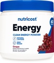 Nutricost Energy Drink Powder (Grape) (60 Serve) - Pre Integratore di allenamento con aromi naturali - Non OGM, Senza glutine