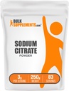 BulkSupplements.com Polvere di citrato di sodio - Grado alimentare di citrato di sodio, Emulsionante, Miglioratore di gusto - Gluten Free, 3g per porzione, 250g (8.8 oz) (Pack of 1)