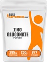 BulkSupplements.com Polvere di zinco Gluconate - Zinc 40mg, Supplemento minerale per il supporto immunitario - Gluten Free, 285mg per porzione, 250g (8.8 oz) (Pack of 1)