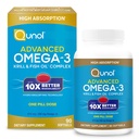 Qunol Advanced Omega 3 Krill e Fish Oil Complex, 10x migliore biodisponibilità, One Pill Dose, 250 mg EPA & DHA, Supporta cervello, occhio, cuore e salute comune, 90 conteggio (pacchetto di 1)