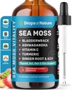 Ashwagandha e gocce di liquido curcuma - Vitamina C, Moss del mare, Aceto di sidro di mele, Bladderwrack - Gocce liquide vegane per il supporto benessere completo e l'immunità vitale (Strawberry Ginger Lemonade, 60mL)