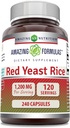 Stupefacente formula rosso lievito di riso 1200mg Per servire 240 capsule supplemento | Non OGM | Gluten Free | Made in USA
