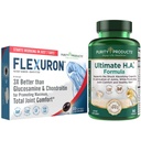 Formula congiunta Flexuron + Ultimate HA Flexuron (olio secco, acido ialuronico a basso peso molecolare, astaxantina) - Ultimate H.A. (BioCell Collagen, Quercetina, acido ialuronico + di più)