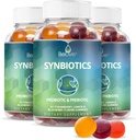 BeLive Synbiotics - Probiotici & Prebiotici Fibra Gummies – Inulina ad alta resistenza (3g), Integratore di fibre alimentari, Supporto digestivo per bambini & adulti - Fragola, Limone, Mirtillo Flavor | 3-Pack
