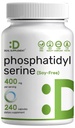 Phosphatidylserine Supplement, 400mg Serving, 240 capsule – Soy Free Sunflower Lecithin Source