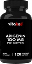 Apigenin 100mg per Serving - 120 Capsule Vegetali - Estratto vegetale crudo dal fiore di camomilla - Non Habit Forming – Bioflavonoidi attivi & Antiossidanti
