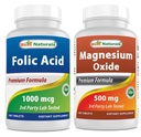 I migliori naturali acido folico 1000 mcg & Magnesio Ossido 500 mg