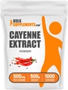 BulkSupplements.com Polvere di Estratto di Pepe di Cayenne - Supplemento di Capsaicina, Estratto di Capsicum - 500mg di Estratto di Cayenne per porzione, Supplemento Cayenne - Gluten Free (500 Grammi - 1.1 lbs)